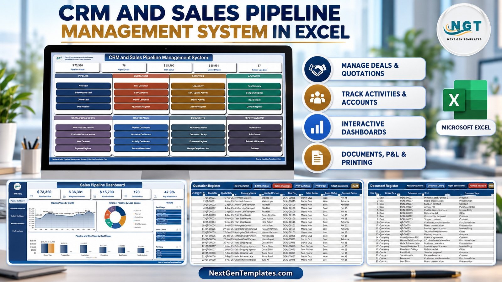CRM and Sales Pipeline Management System in Excel VBA