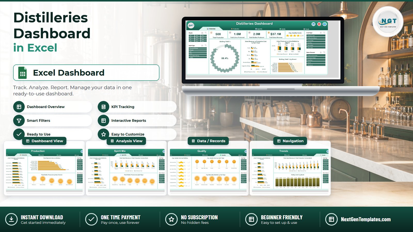Distilleries Dashboard in Excel