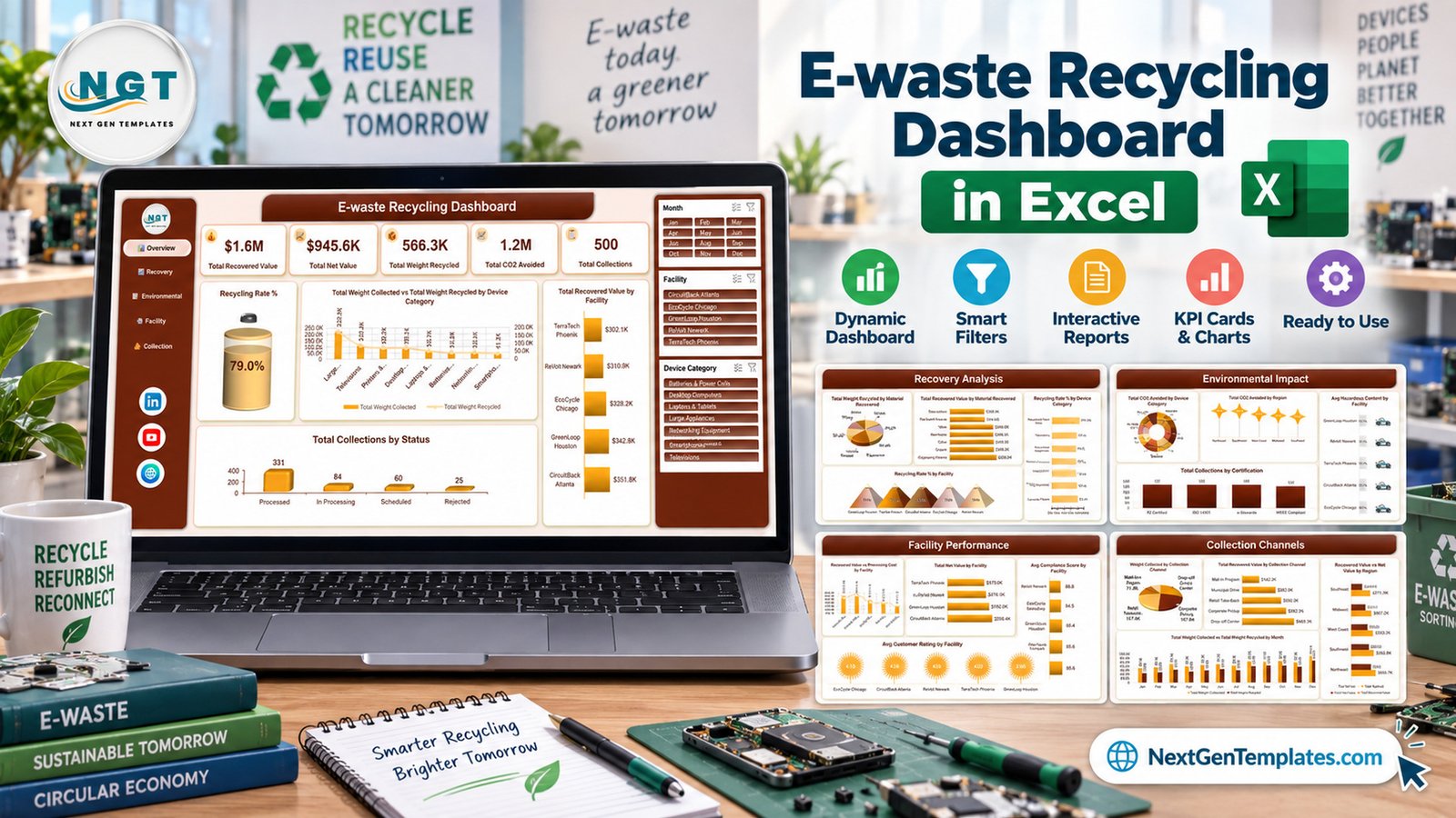 E-waste Recycling Dashboard in Excel