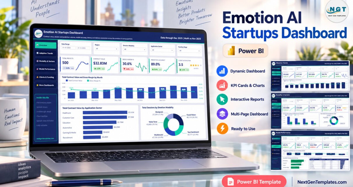 Emotion AI Startups Dashboard in Power BI - blog post feature image