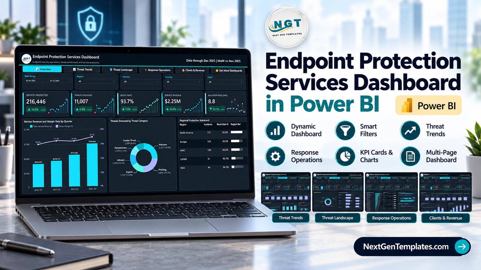 Endpoint Protection Services Dashboard in Power BI