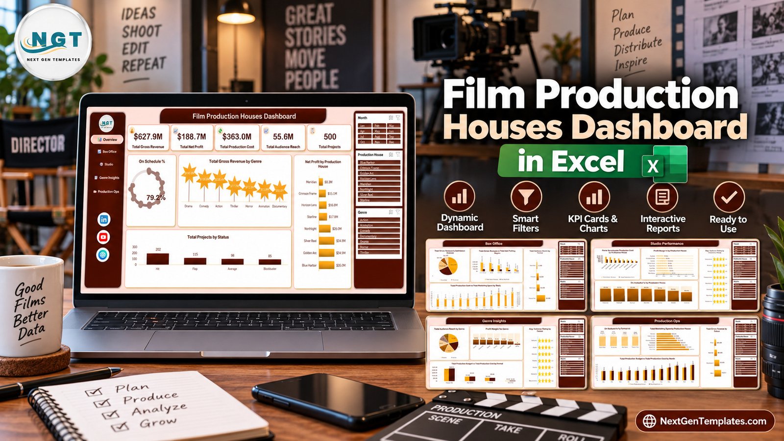 Film Production Houses Dashboard in Excel