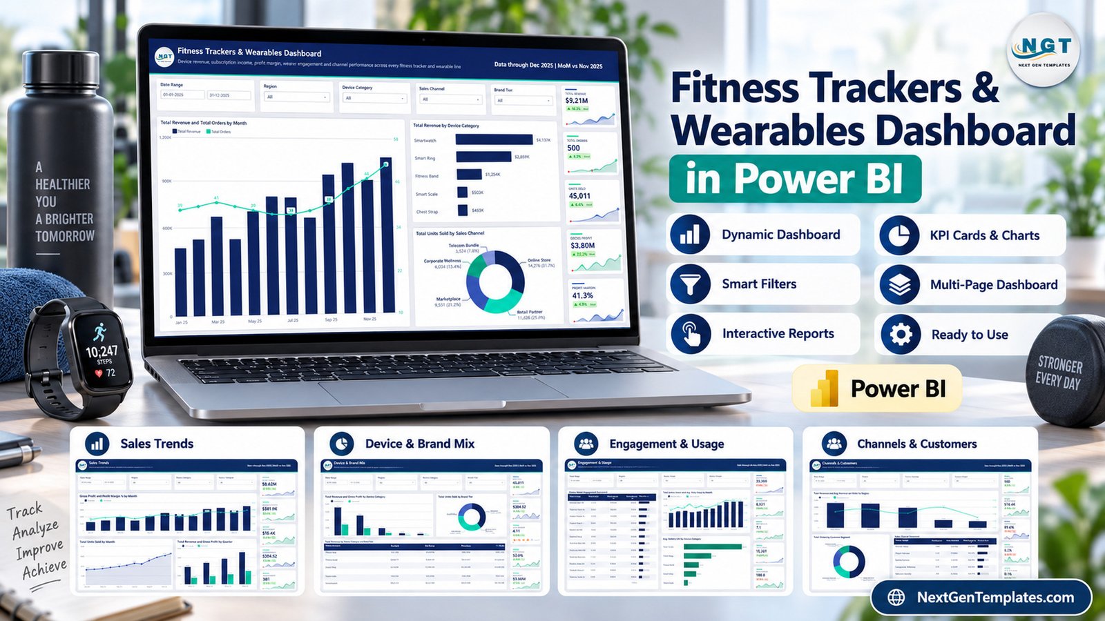 Fitness Trackers and Wearables Dashboard in Power BI feature image