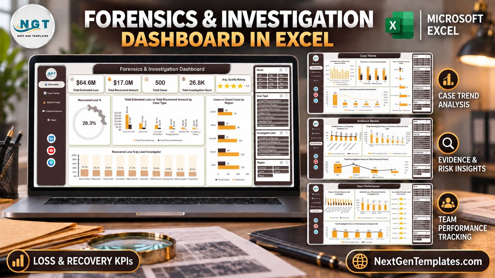 Forensics and Investigation Dashboard in Excel