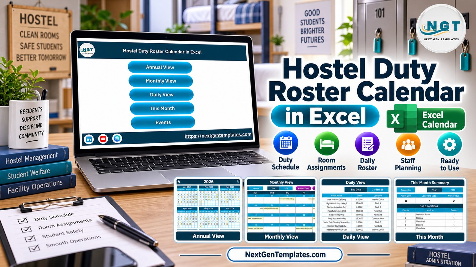 Hostel Duty Roster Calendar in Excel blog feature image