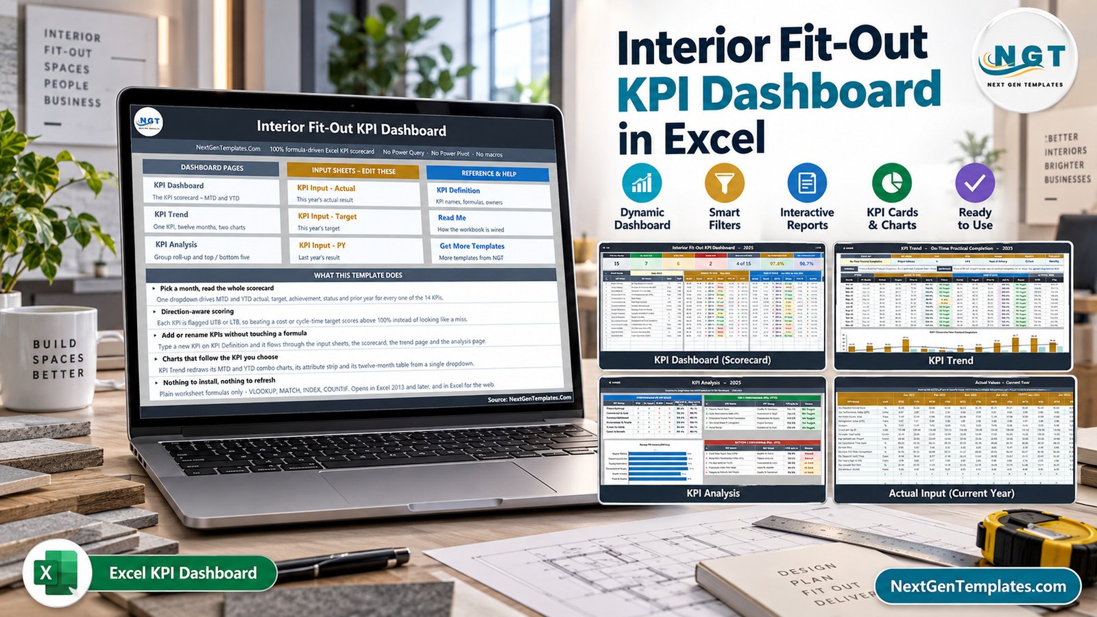 Interior Fit-Out KPI Dashboard in Excel