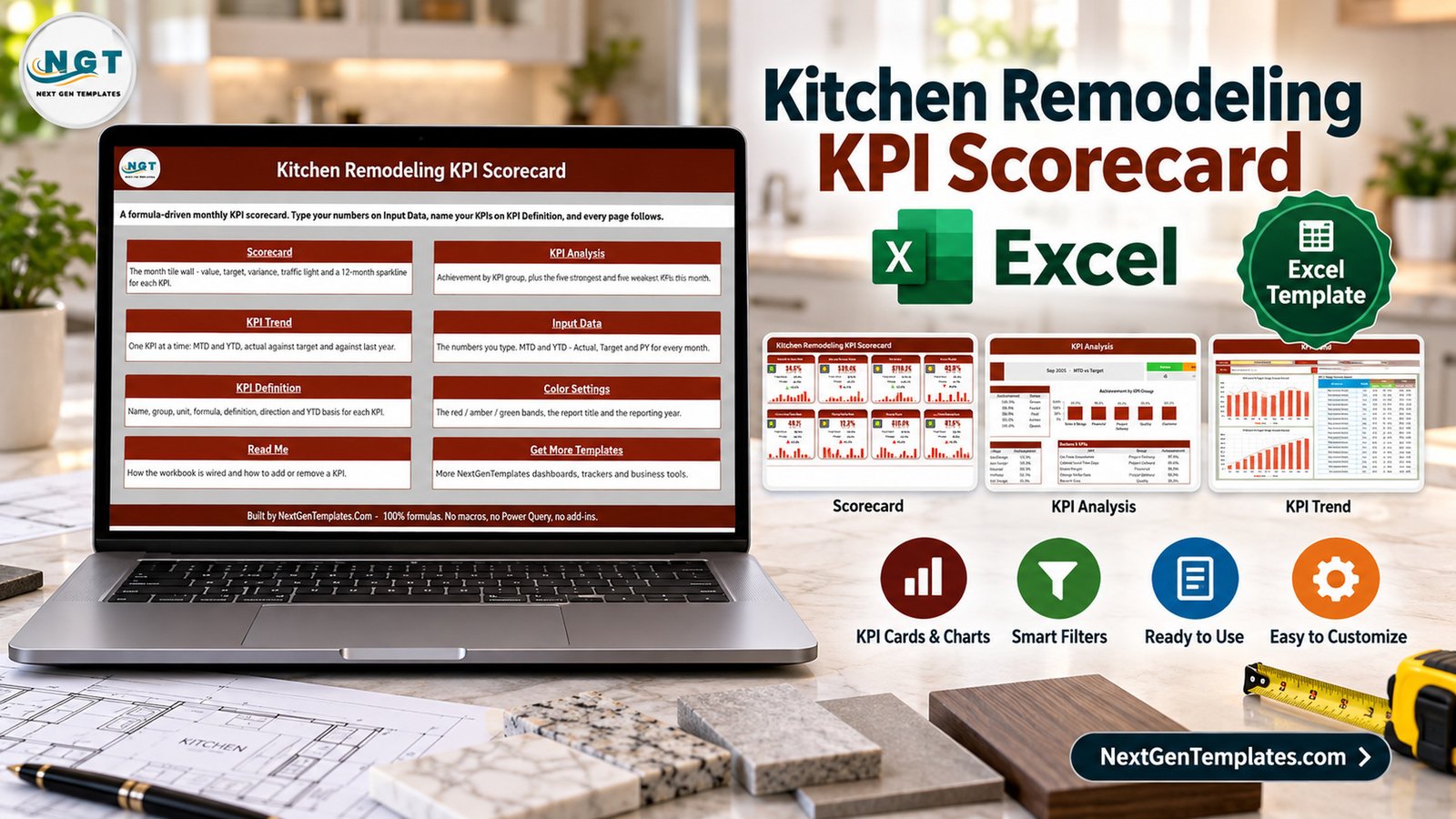 Kitchen Remodeling KPI Scorecard in Excel blog feature image