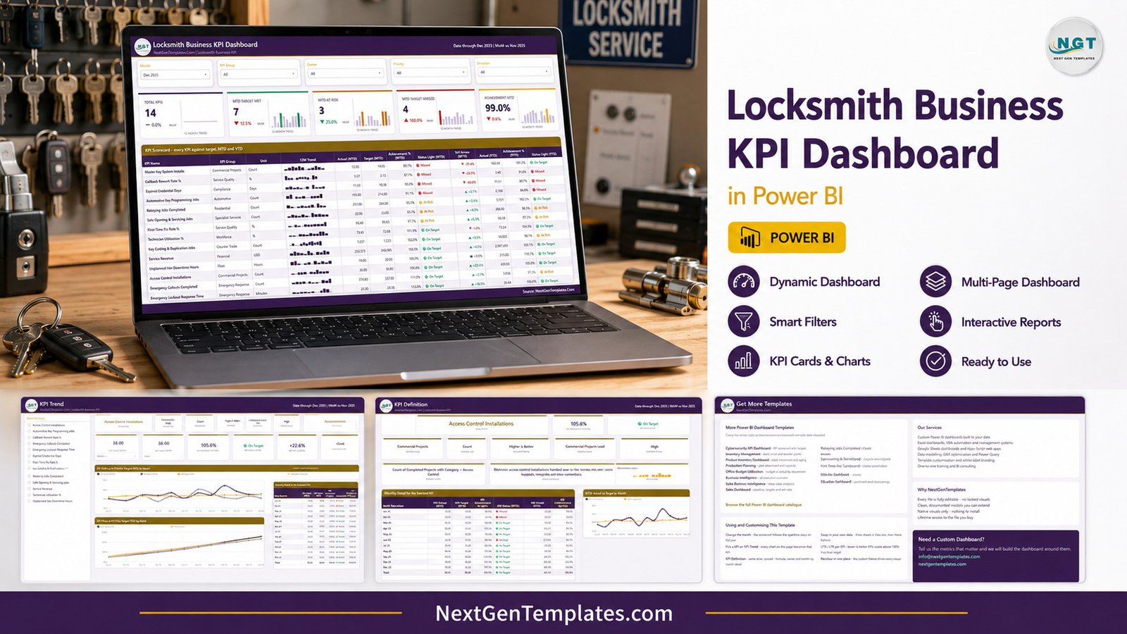 Locksmith Business KPI Dashboard in Power BI