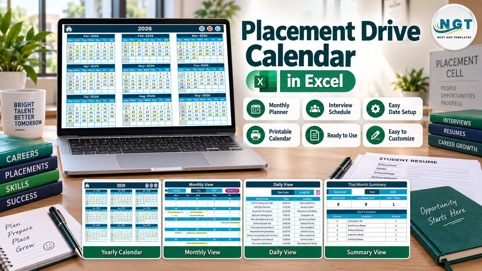 Placement Drive Calendar in Excel