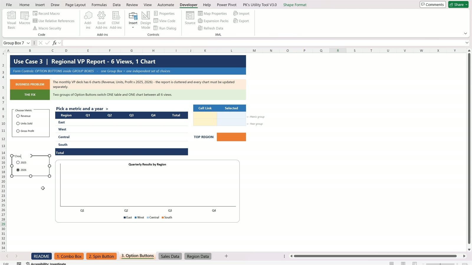 Group Boxes around option buttons create two independent groups