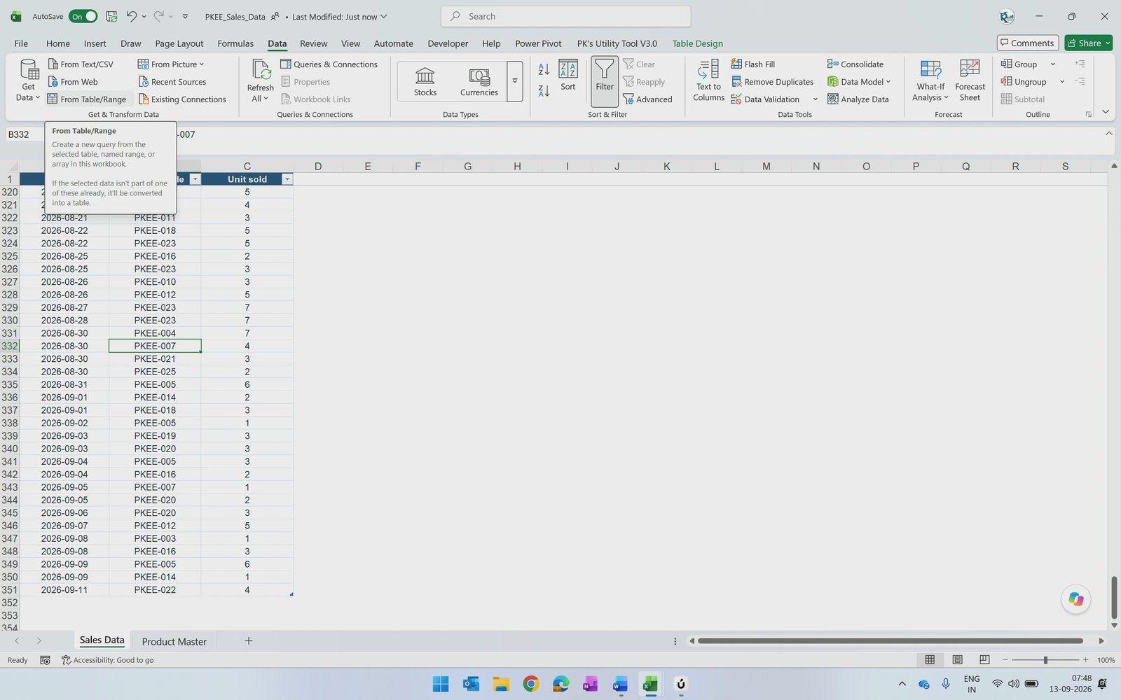 Data tab From Table/Range command to load a table to Power Query