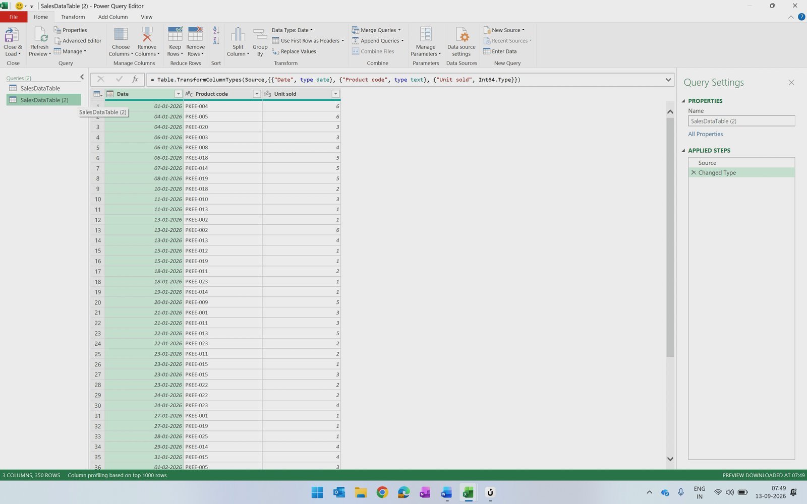 Duplicate query in Power Query Editor