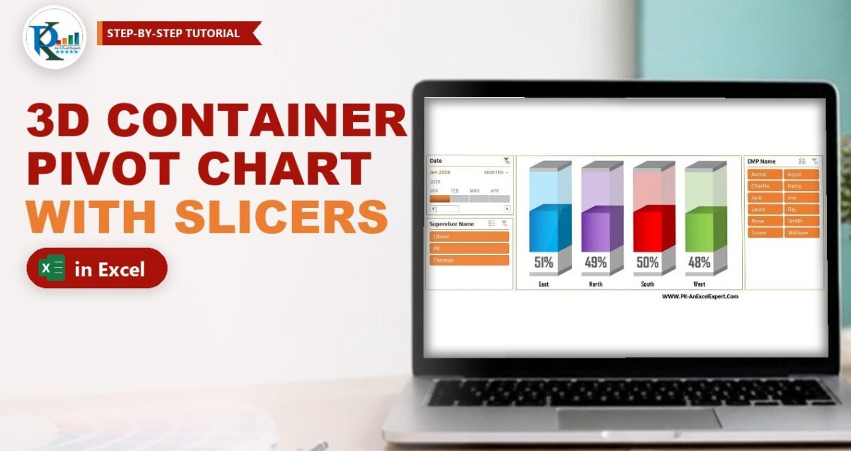 3D Container Pivot Chart in Excel with Slicer and Timeline