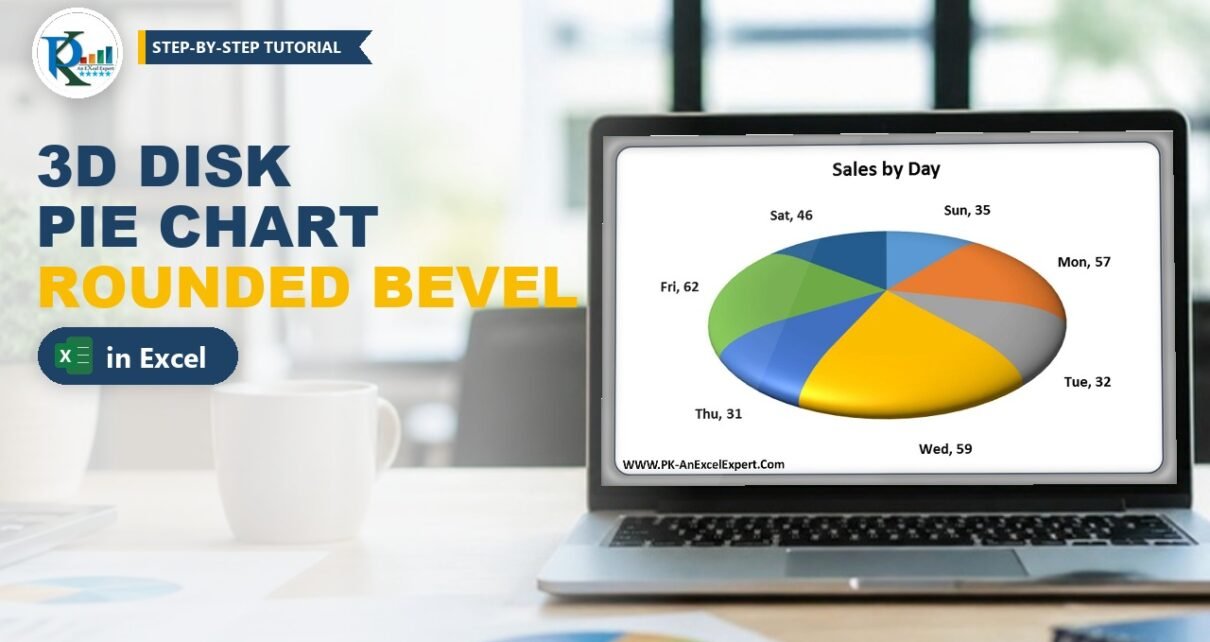 3D Disk Pie Chart in Excel: Rounded 3-D Bevel Pie (Free File)