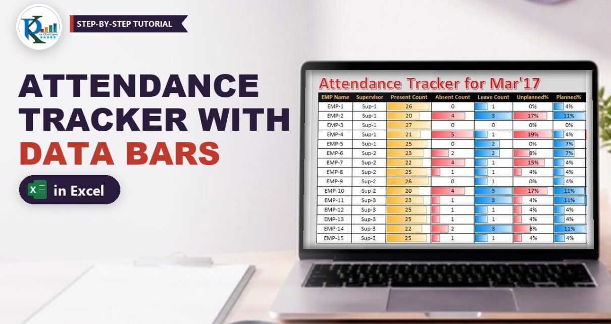 Attendance Tracker in Excel: Monthly Sheet with Data Bars