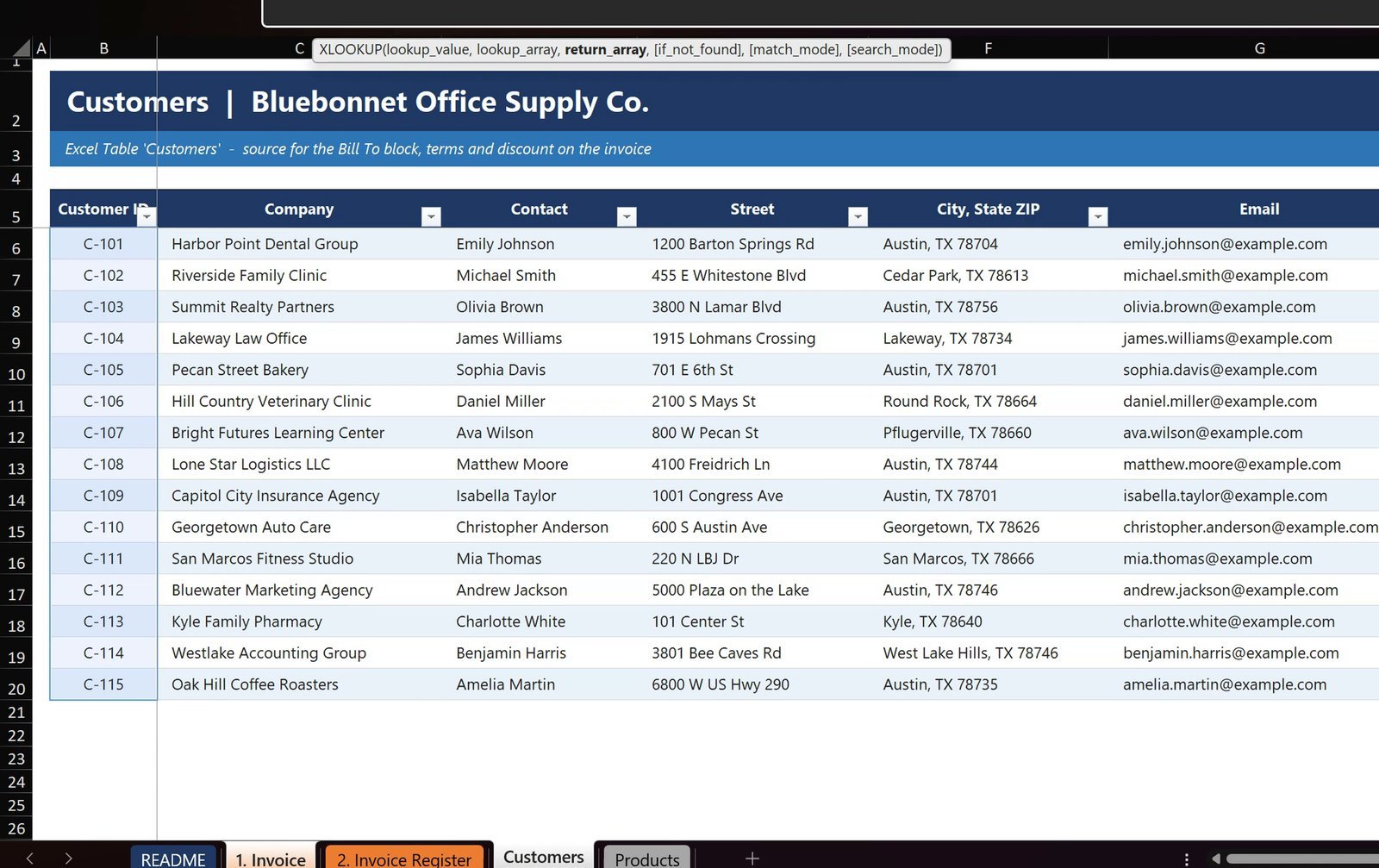 Payment terms, due date and discount looked up with XLOOKUP