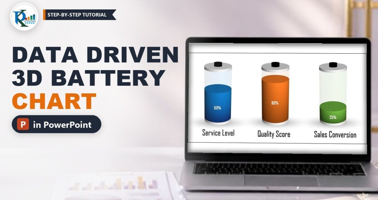 Data Driven 3D Battery Chart in PowerPoint (Free Template)