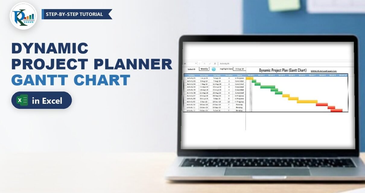 Dynamic Project Planner Gantt Chart in Excel (Daily/Weekly View)