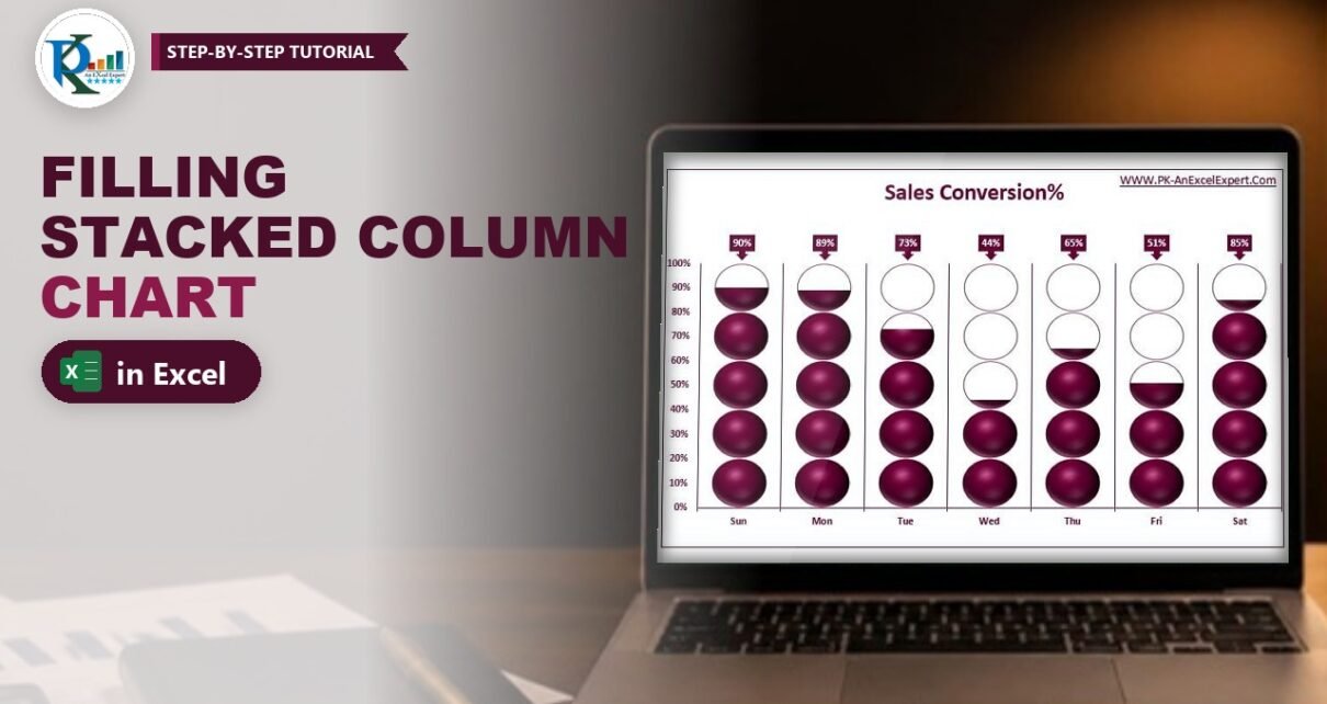 Filling Stacked Column Chart in Excel: 3D Ball KPI Infographic