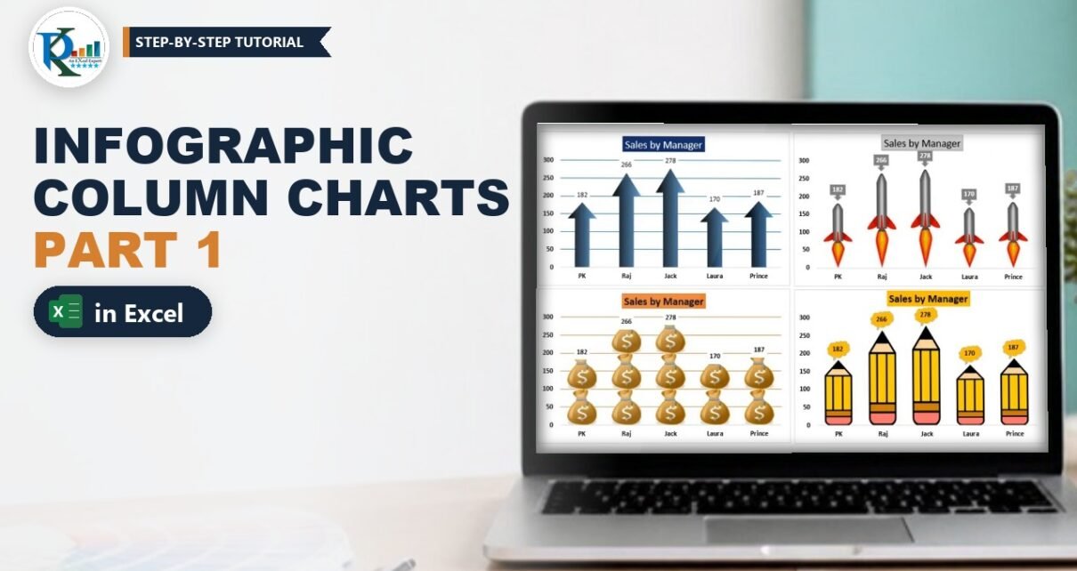 Infographic Column Chart in Excel: 4 Picture Styles (Part 1)