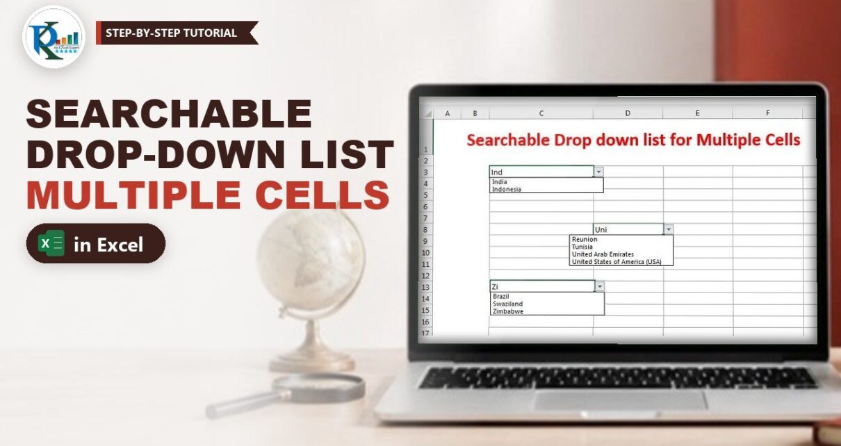 Searchable Drop Down List in Excel for Multiple Cells