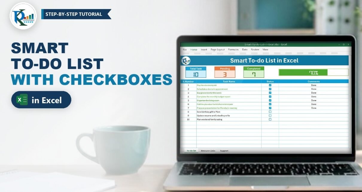 Smart To-Do List in Excel with Checkboxes and Progress Bar