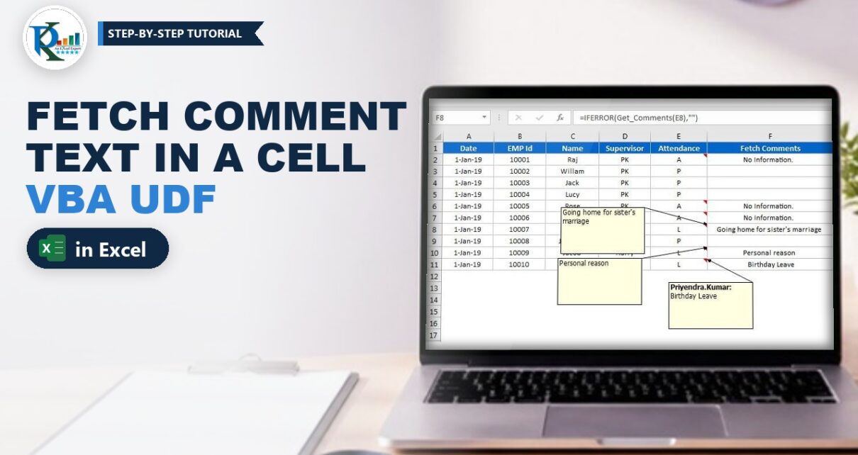 UDF to Fetch Comment Text in Excel Cell: VBA Code Explained