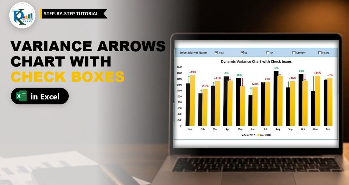 Dynamic Variance Arrows Chart with Check Boxes in Excel