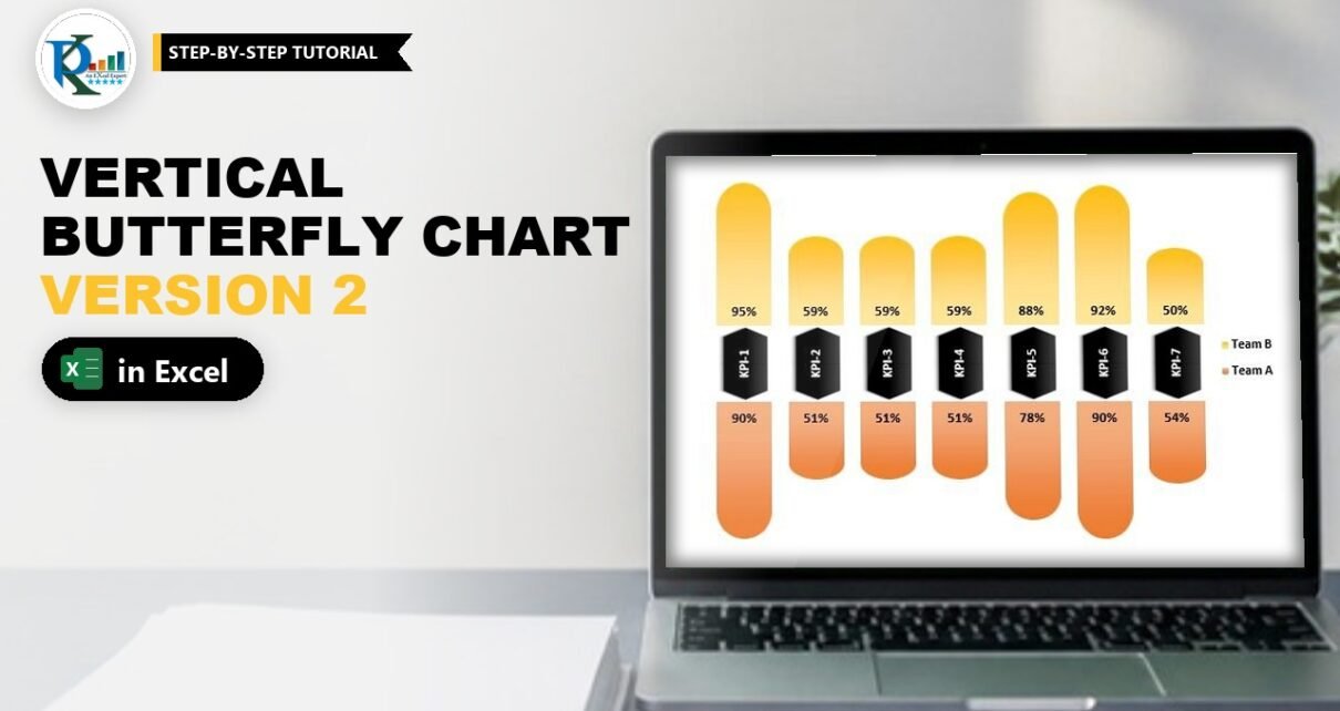 Vertical Butterfly Chart in Excel: Stylish Version 2