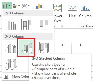 Insert 3D Stacked Column Chart