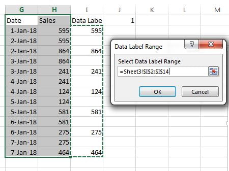 Data Label Range window 