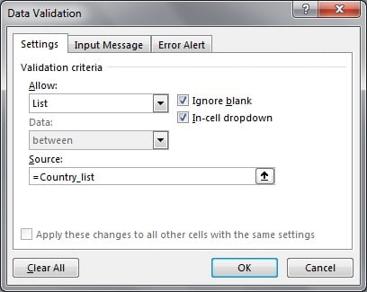 Data Validation Window
