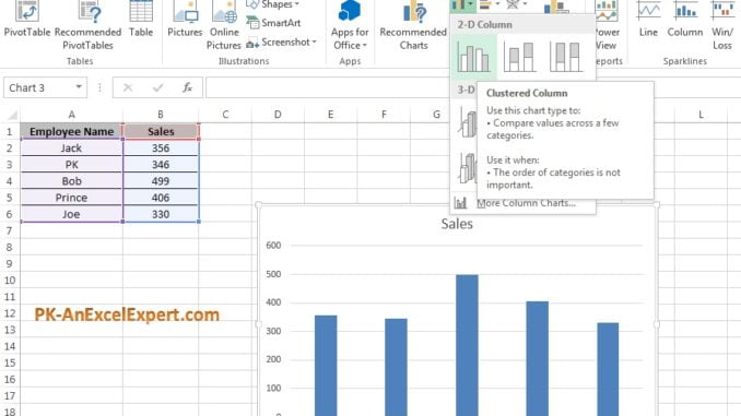 Insert a Column Chart