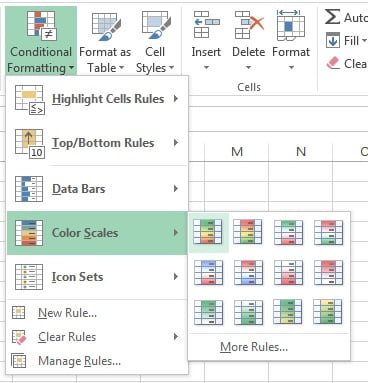Color Scales option in Conditional Formatting