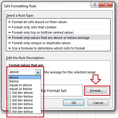 Edit formatting Rule window