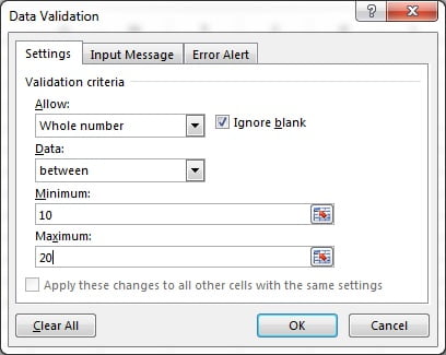 Whole Number in Data Validation Window