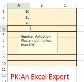 Input Message in Data Validation