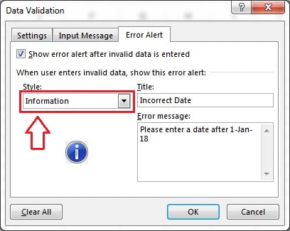Information Style Error Message