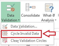 Circle Invalid Data option