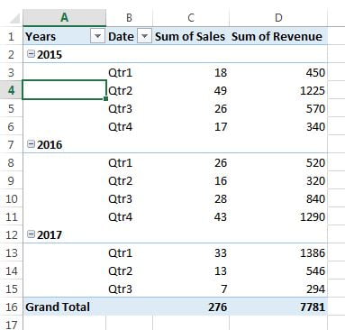 Outline Form layout in pivot table