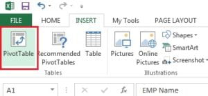 Insert a pivot table