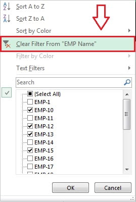 Clear Filter from Individual Field 