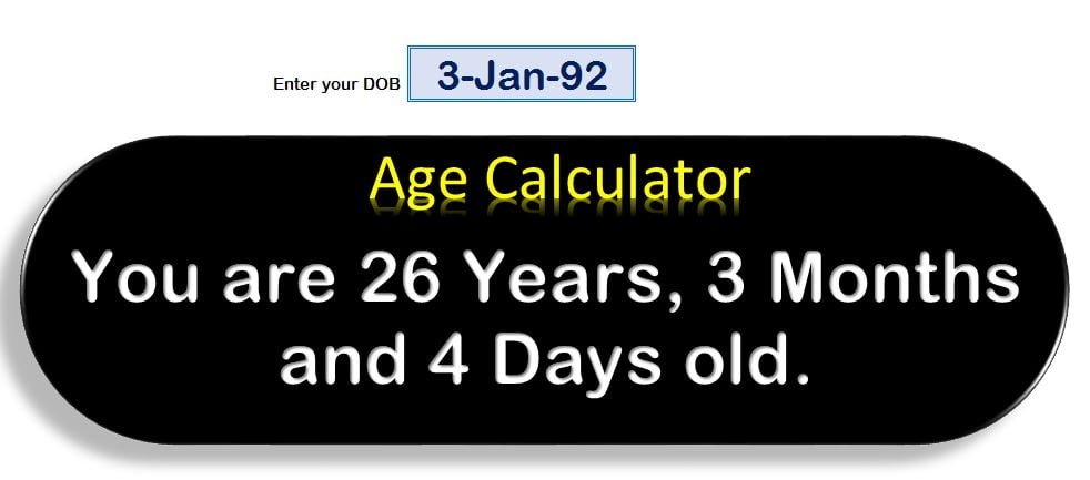 Age Calculator in Excel