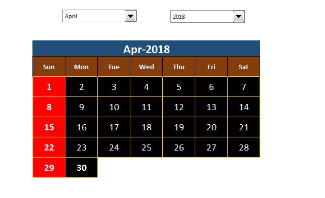 Dynamic Calendar in Excel