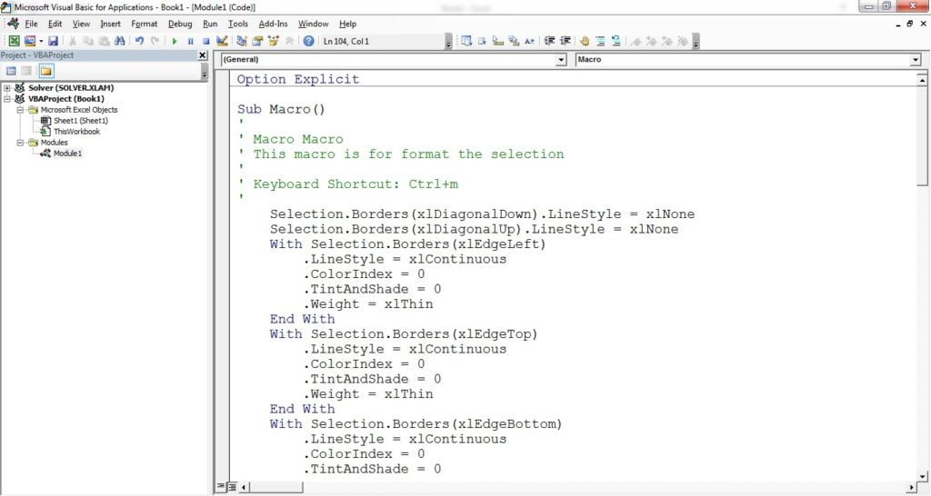 Code in Visual Basic Editor